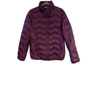 Time & Tru Womens Purple Puffer Jacket M (8-10) Lightweight Warm Winter Coat